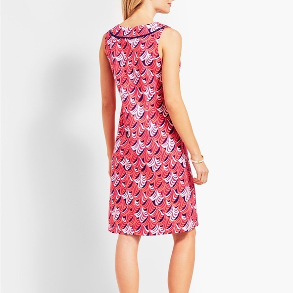 Talbots Women’s Sleeveless V-Neck Whimsical Waves Shift Dress Medium Beach - Picture 2 of 6